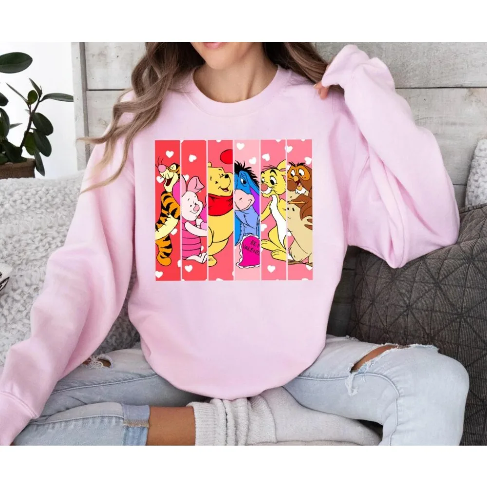 Winnie the Pooh and Friends Hoodie – Lässiges, bequemes, locker sitzendes Pullover-Oberteil mit Rundhalsausschnitt, Streetwear