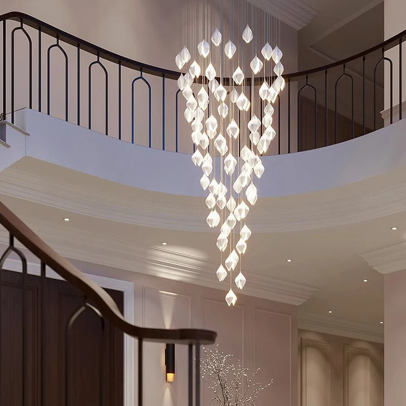 Plafonnier LED suspendu au design moderne, éclairage d'intérieur, luminaire décoratif de plafond, idéal pour un salon ou des escaliers