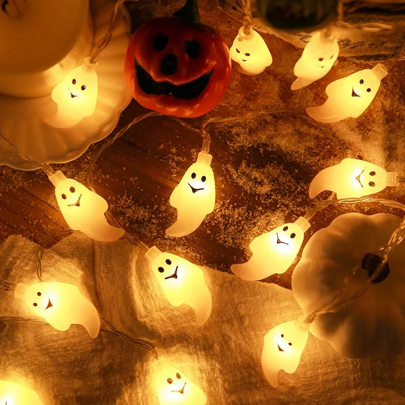 Natale ringraziamento Halloween LED String Lights Portable Pumpkin Ghost scheletri luci per Home Bar Halloween Party Decor