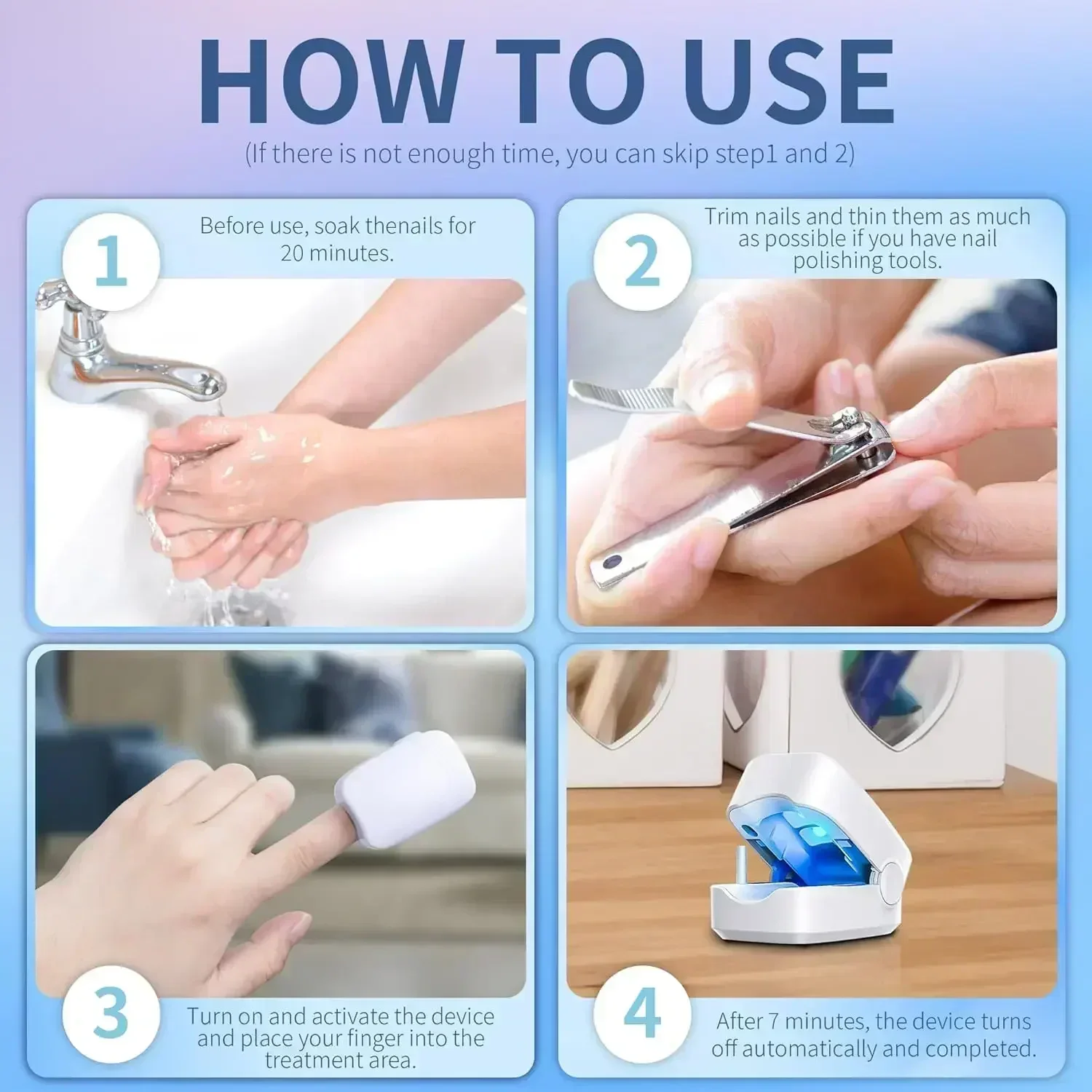 Nail Fungus Remedy LED Light Device, solução eficaz conveniente unha fungo para unhas dos pés, danificados e descoloridos e Thic