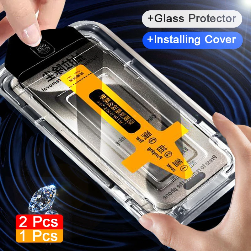 Full Cover Tempered Glass for iPhone 11 12 13 14 15 Pro Max Screen Protector For Apple X XS XR 14 15 Plus Dust Free Glass 2Pcs