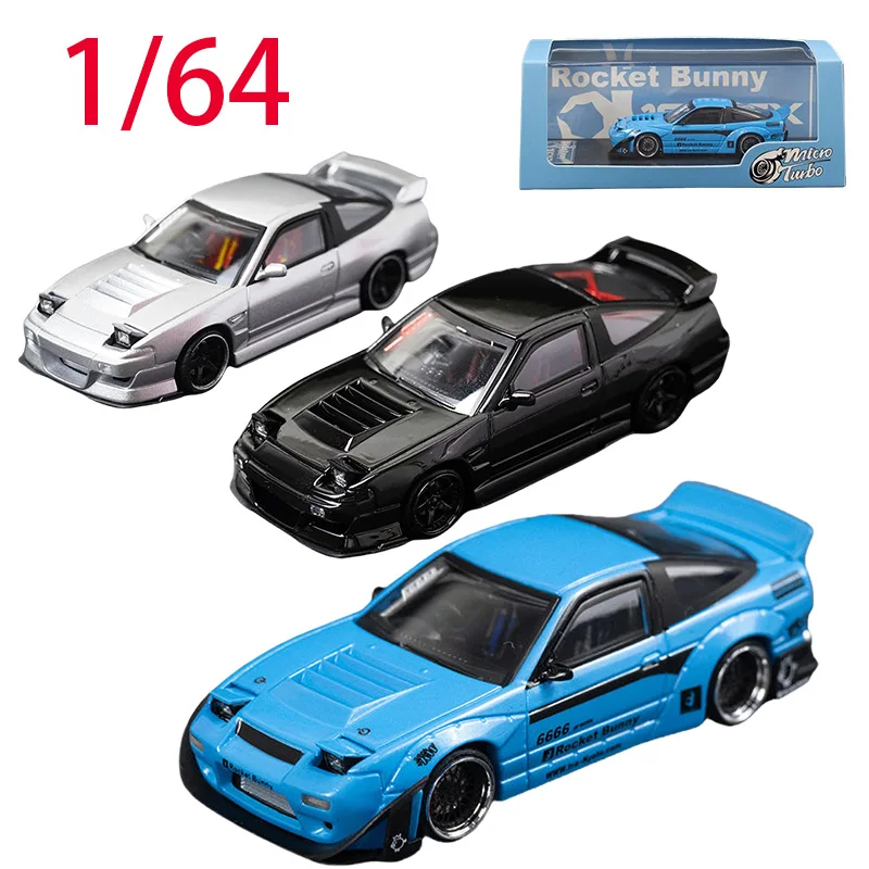 

MT Diecast 1/64 Scale Nissan 180SX Rocket Rabbit Bearing Wheel Rear Headlight Alloy Car Model Toys for Boys Gift