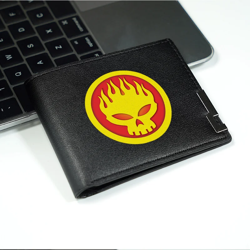 МУЖСКИЙ тонкий кошелек с логотипом FLAMING SKULL, из искусственной кожи, светящийся, прочный, БИЗНЕС, МОДНЫЙ АКСЕССУАР ДЛЯ ИСПОЛЬЗОВАНИЯ