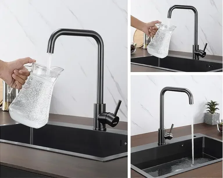 Stainless Steel Kitchen Faucet Gun Ash Brushed Gold  Hot and Cold Stainless Steel  Sink