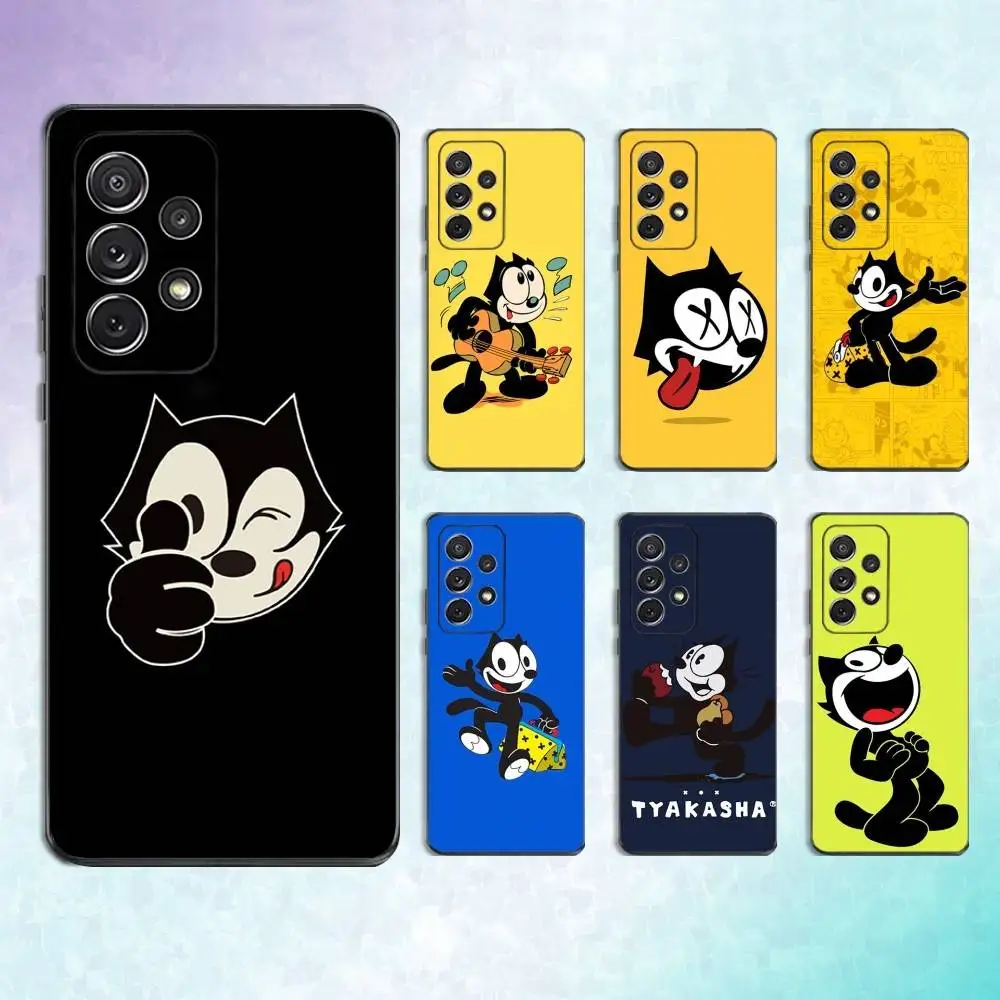 

Cute F-Felix-ES The Cat Phone Case For Samsung S25,S24,S23,S22,S21,S20,S10,Ultra,Plus,Lite,FE,Soft Silicone Black Cover
