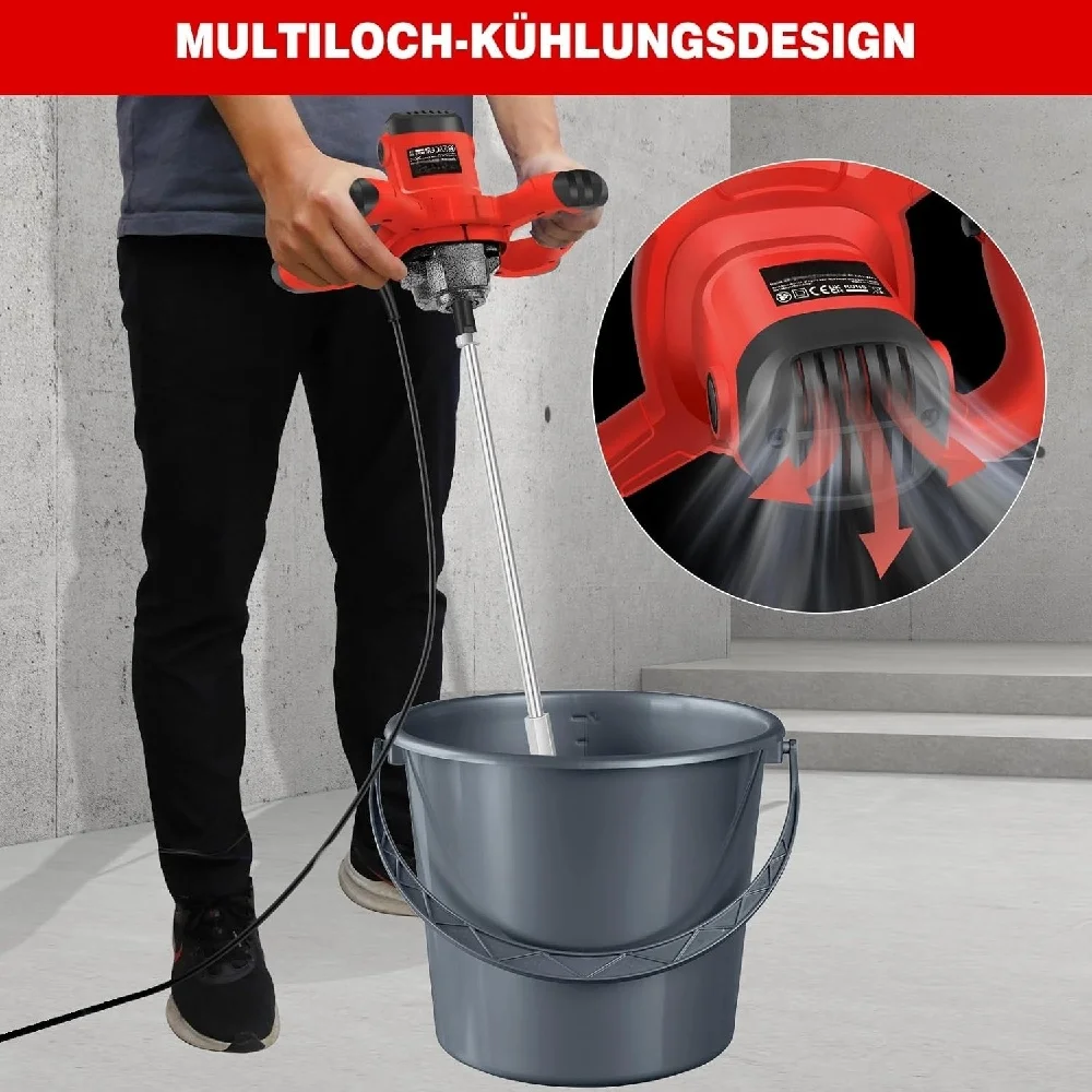 New Handheld Paint Concrete Mixer Machine Paddle Mixer Adjustable 6Speed Stirrer Electric Mix Stirring Tool M14 Mixing Rod 2600W