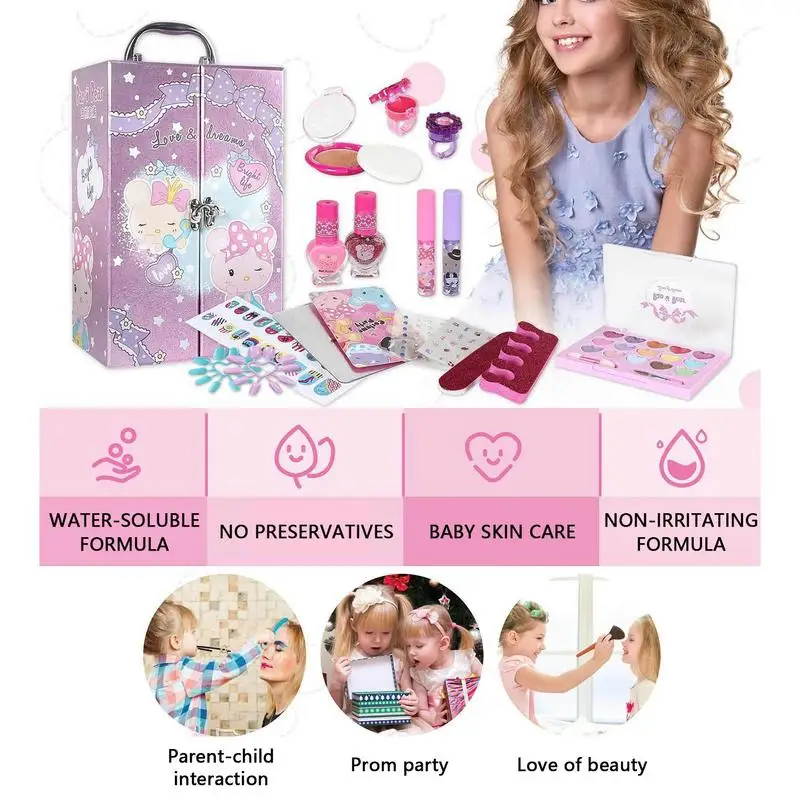 Kid Makeup Toys Cosmetic Princess Makeup Box Kit sicuro e innocuo Eye Shadow Palette Toy Makeup For Girls Beauty Fashion Gifts