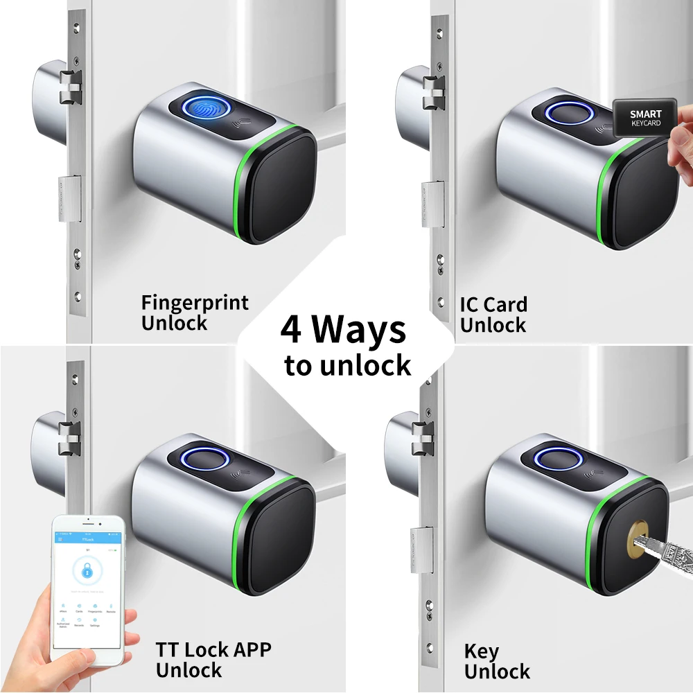 Keyless Smart Cylinder Lock with Tuya Smartlife App RFID NFC IC Card Pin Code/ Fingerprint Mechanical Key Unlock support Gateway