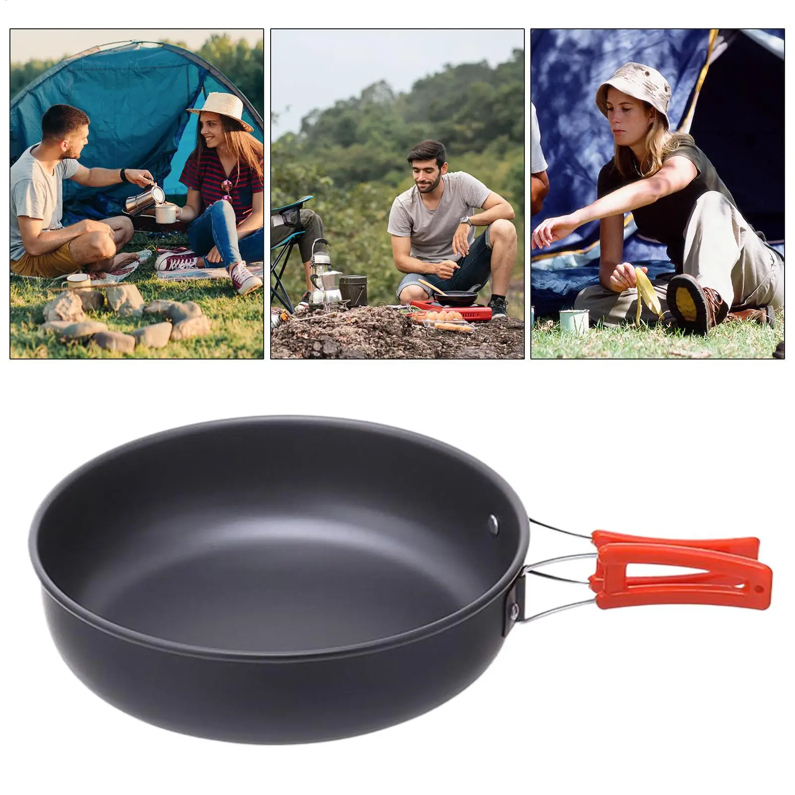 مقالي التخييم للطبخ شقة صينية عموم التخييم سبائك الألومنيوم طلاء غير عصا الحفر الغليان الطبخ مقلاة للخارجية #5