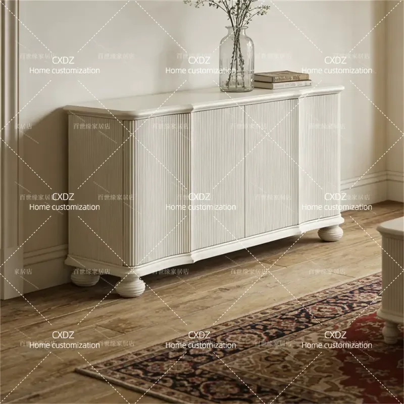Rural Solid Wood Living Room Entrance Cabinet Villa Model Room Decorative Storage Display Cabinet