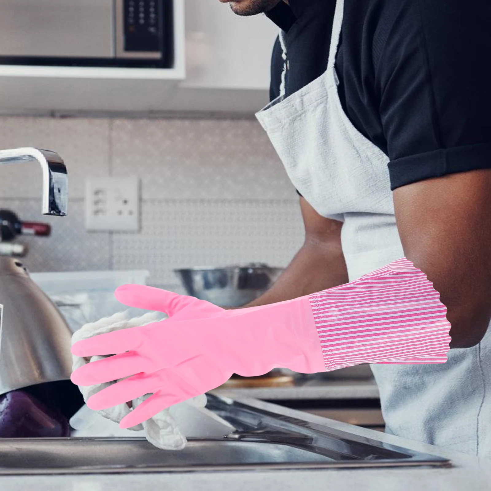 

Thickened Waterproof Gloves Kitchen Washing Mitts Winter Warm Long Cuffs Dish Cleaning Protection Durable Household Use