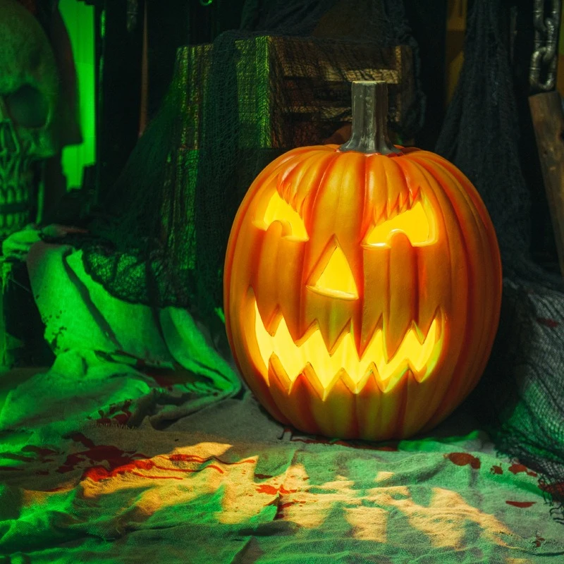 17.5 بوصة هالوين اليقطين مصابيح أرضية مول ملاهي الديكور في الهواء الطلق تضيء مضحك واسعة النطاق مكان الإعداد الديكور #2