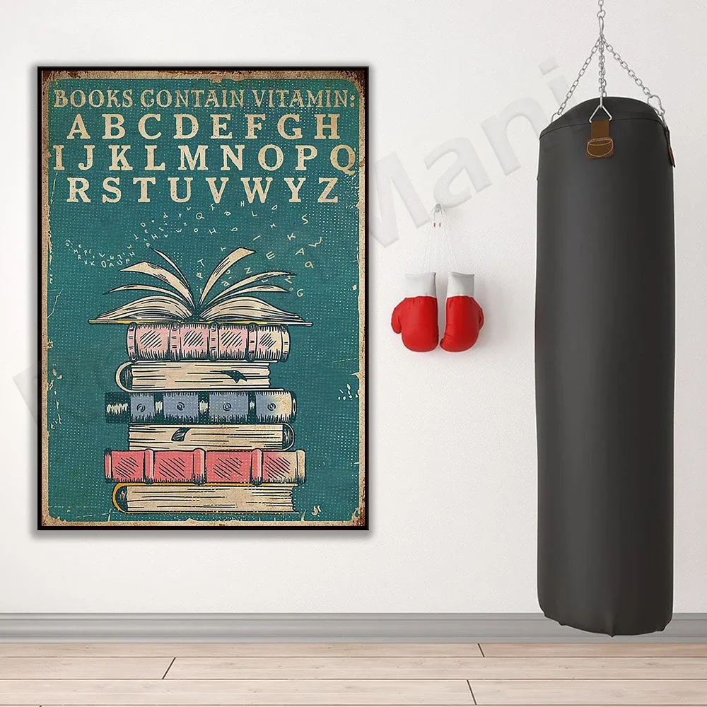 تحتوي الكتب على ملصق أبجدي فيتامين، هدية كتاب، ملصق عاشق الكتب، ديكور الفصول الدراسية، ديكور القراءة، هدية كتاب القراءة