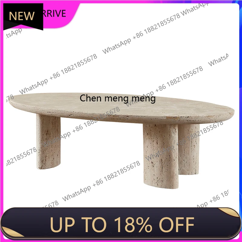 

M78 Travertine coffee table living room sofa oval high sense, creative marble