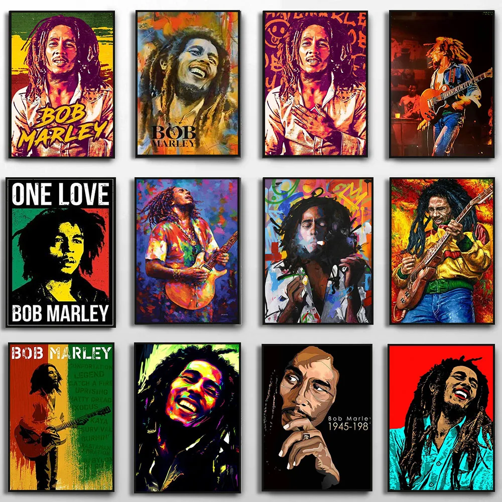 Cuadros artísticos impresos en lienzo de Bob Marley, carteles de retrato de padre de música, imagen artística de pared para sala de estar, decoración del hogar, Cuadros