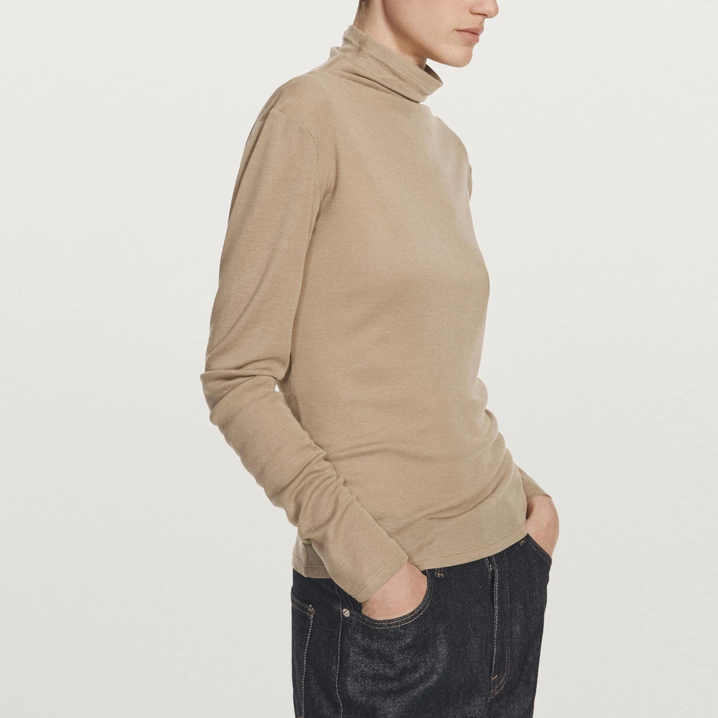 Faionable Knitted Long Sve T-irt Women's Sle Autumn 2025 New Arrival Z Stand Fit Ladies' Top Chinese Made