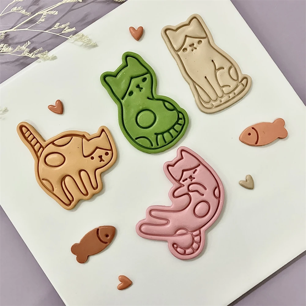 Cute Cat Shaped Cookie Cutters Animal Pet Kitten Birthday Cake Decorating Tool Fondant Frosting Biscuit Mold Baking Accessories