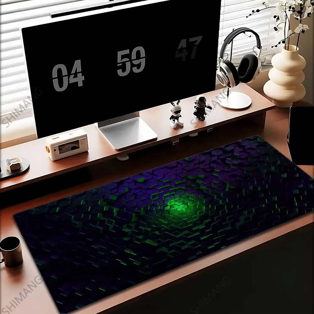 Alas Mouse Razer Hitam Alas Mouse Meja Alas Meja HD Lucu Alas Keyboard Gaming Diperpanjang Alas Mouse Gamer Besar 100X50Cm XXL