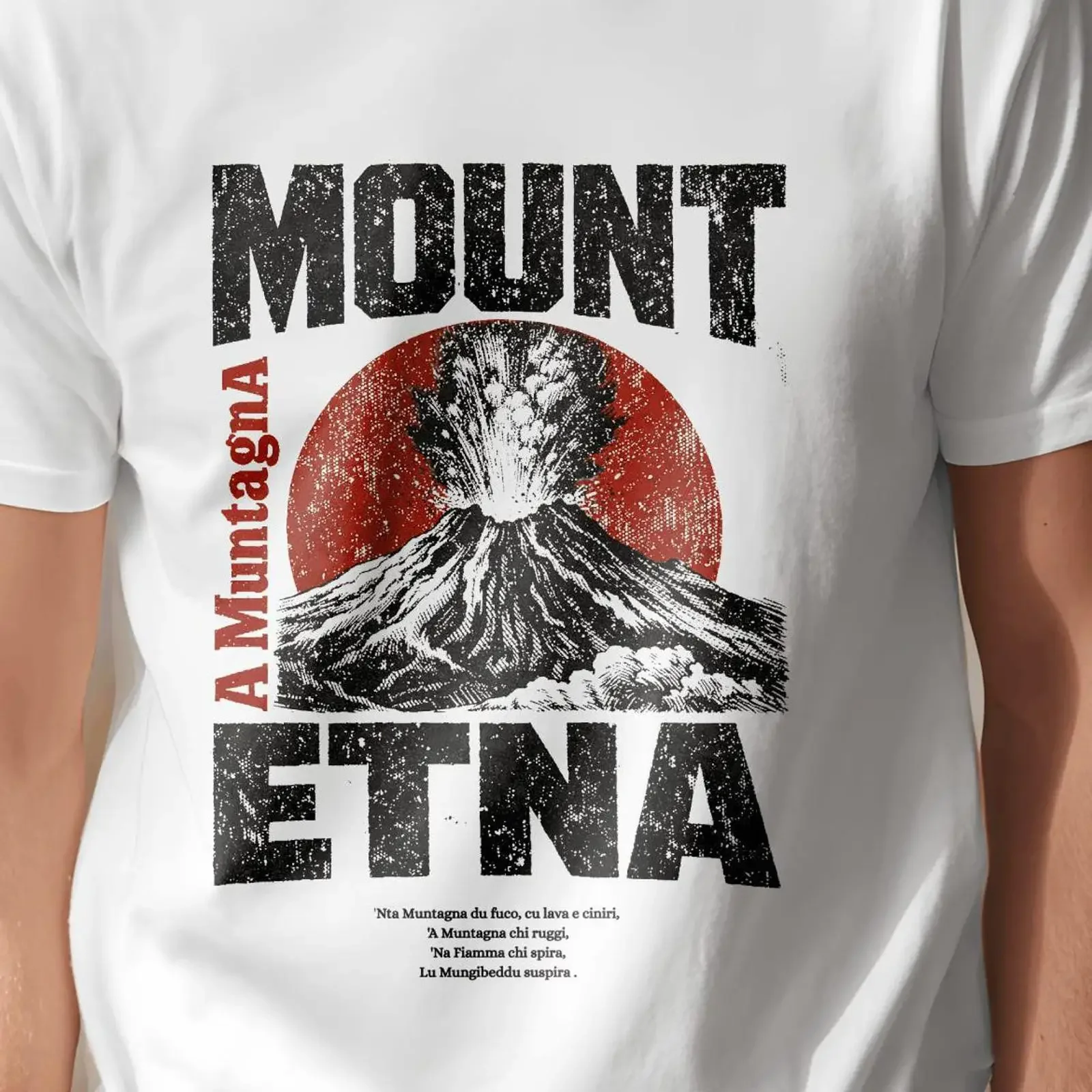 Sicily T Shirt Mount Etna Volcano Poster Italian Souvenir Vintage vintage Washed Breathable Unisex Stylish Versatile Soft