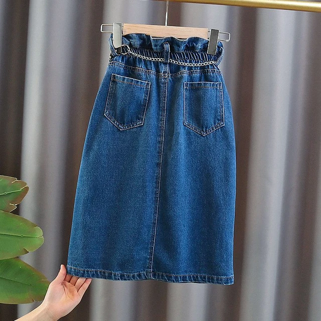 Knee length denim skirts for juniors best sale