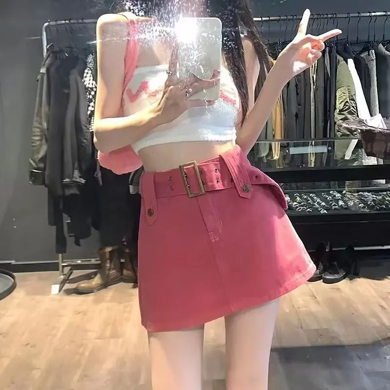 

New Summer Plus Size Internet Celebrity Style Hot Girl High Waist Anti-Exposure Belt Skirt Women