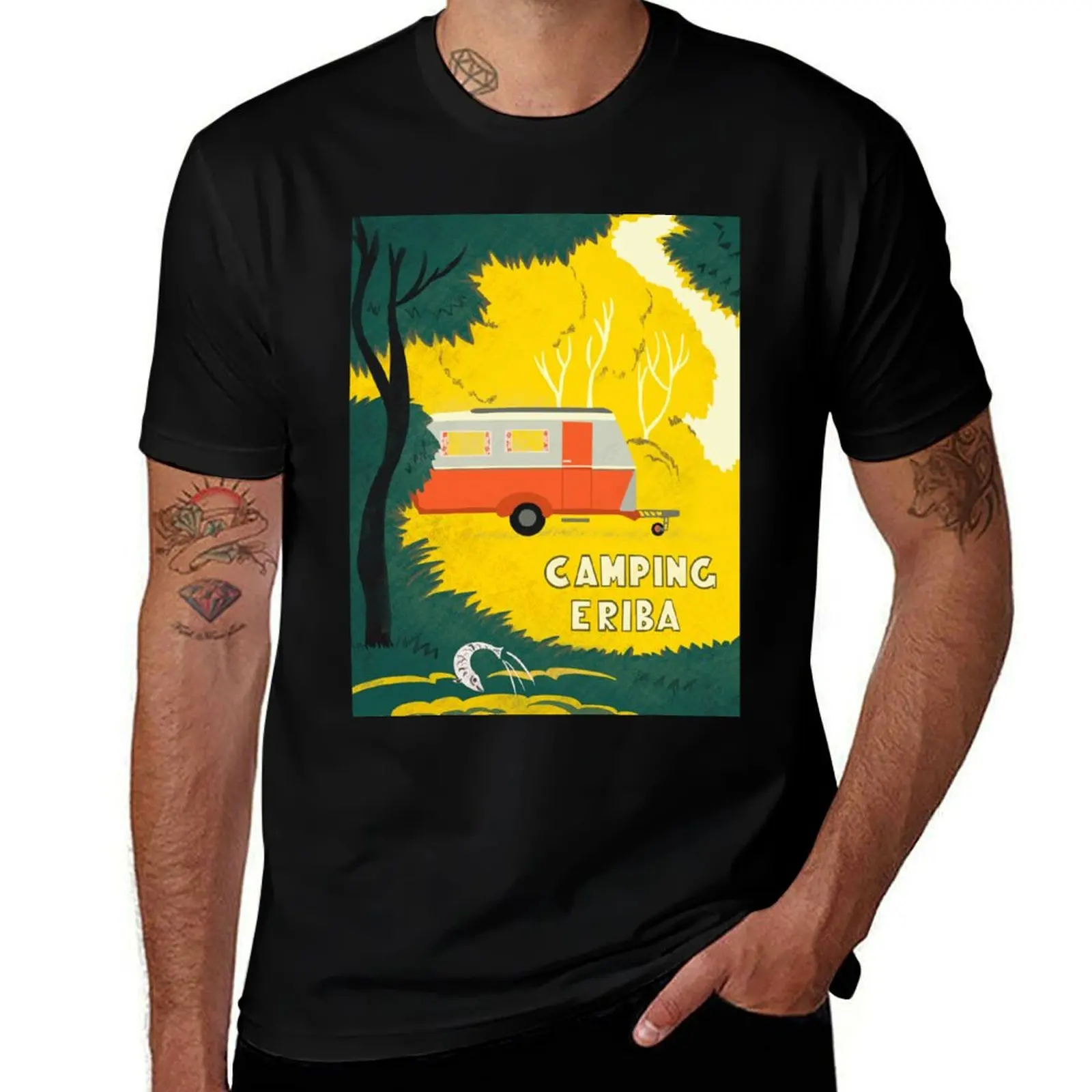 Vintage Caravan in Woodland T-Shirt Thanksgiving Day Tee Top