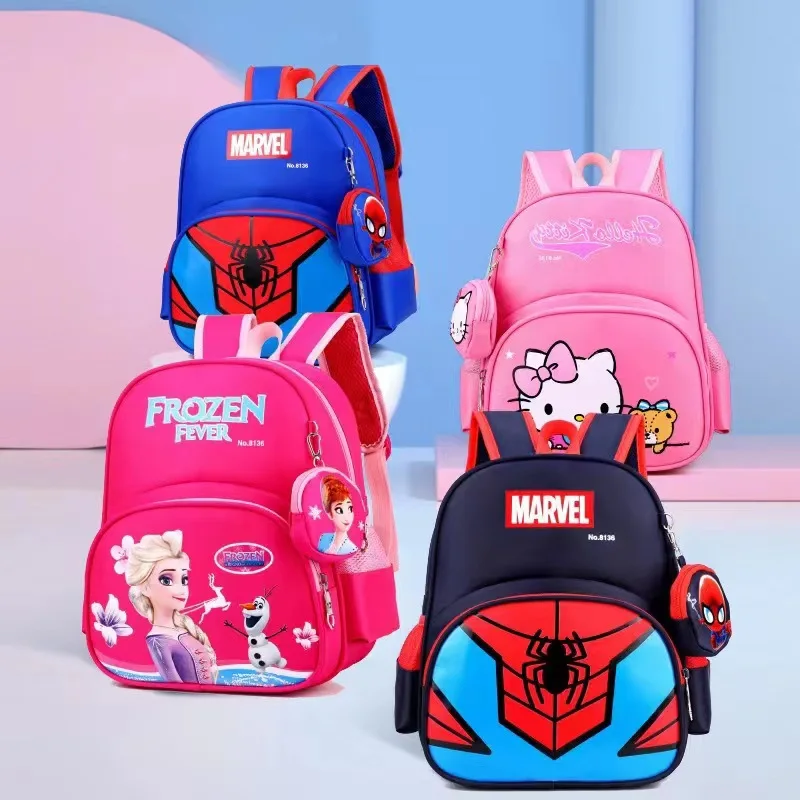 Sanrio Hellokitty Marvel Backpack Spider Man Iron Man School Bag Shoulder Messenger Travel Schoolbag for Children Super Heroes