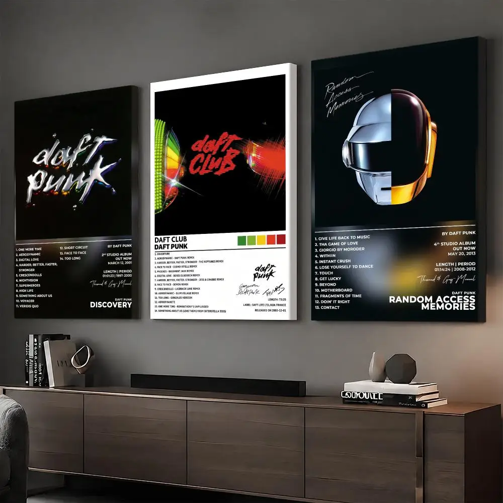 Rock Band D-Daft Punk  Framed Wall Painting Vintage Framed Wall Art Poster Canvas Elegant Home Decor Painting