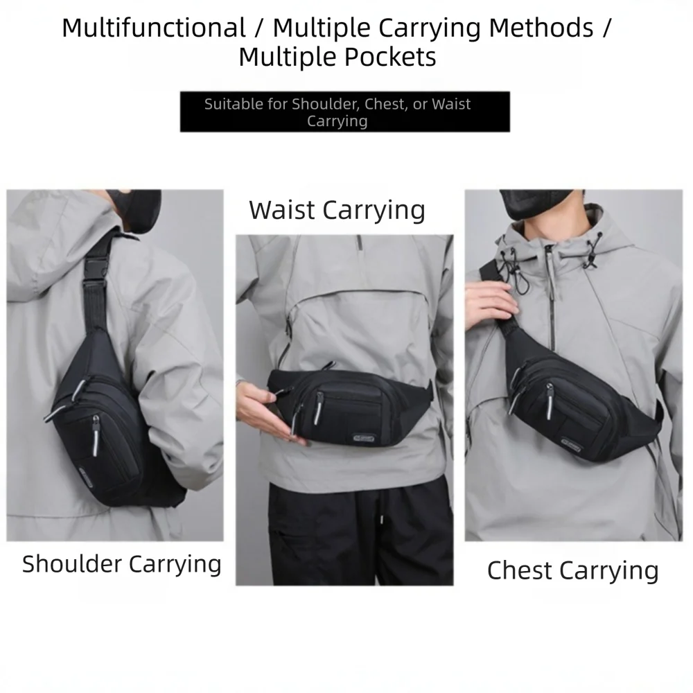 

Fashion Oxford Fabric Men's Waist Bag Waterproof Wear-resistant Fanny Pack Multi-functional Crossbody Bag Casual Use