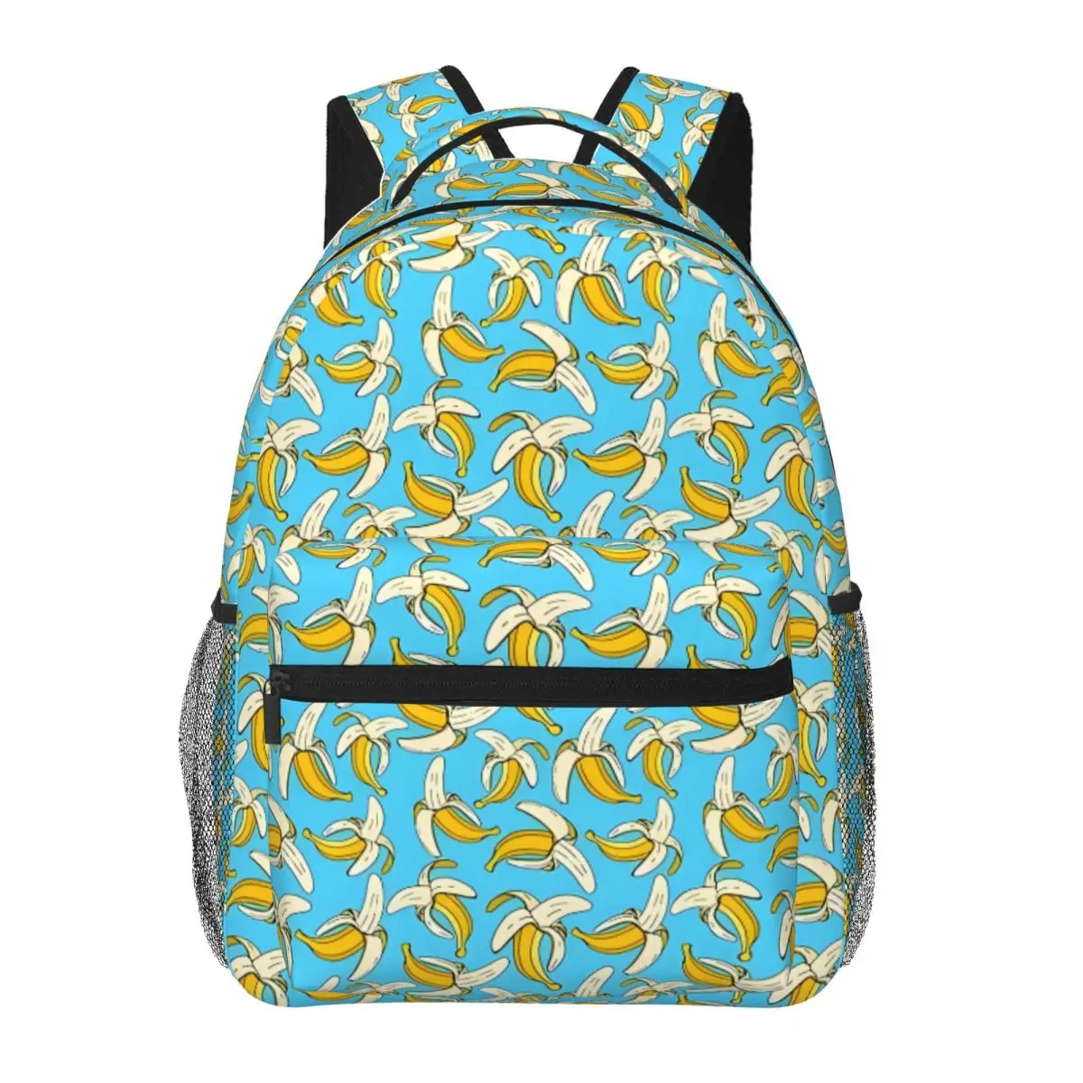 

Bananas On Aqua Blue Food Themed Pattern Backpack for Men Women Fashion Student Business Daypack College Shoulder Bag 16in