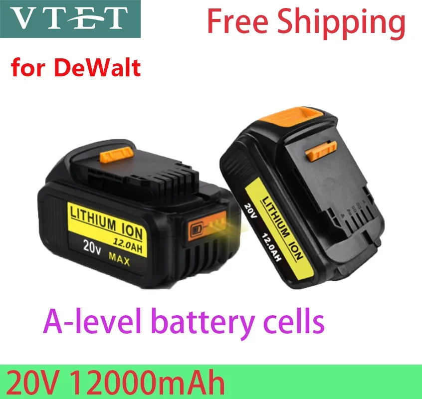 

20V 12000mAh Max Battery Replacement Tool for DeWalt DCB184 DCB181 DCB182 DCB200 20V 5A 20 Volt 20V Battery + 3A Charge battery