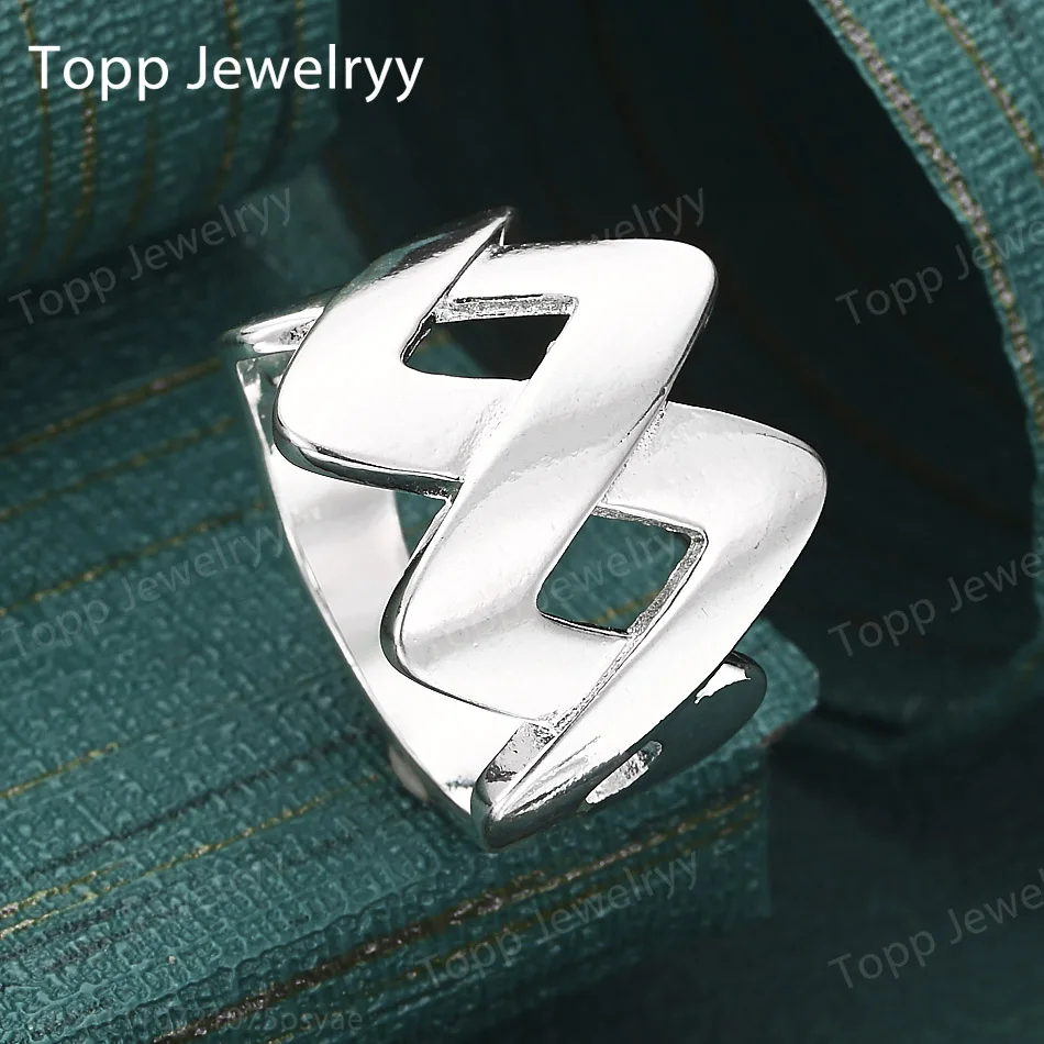New 925 Sterling Silver Fine Glossy Double W Ring For Fashion Women Charm Jewelry Birthday Party Gift