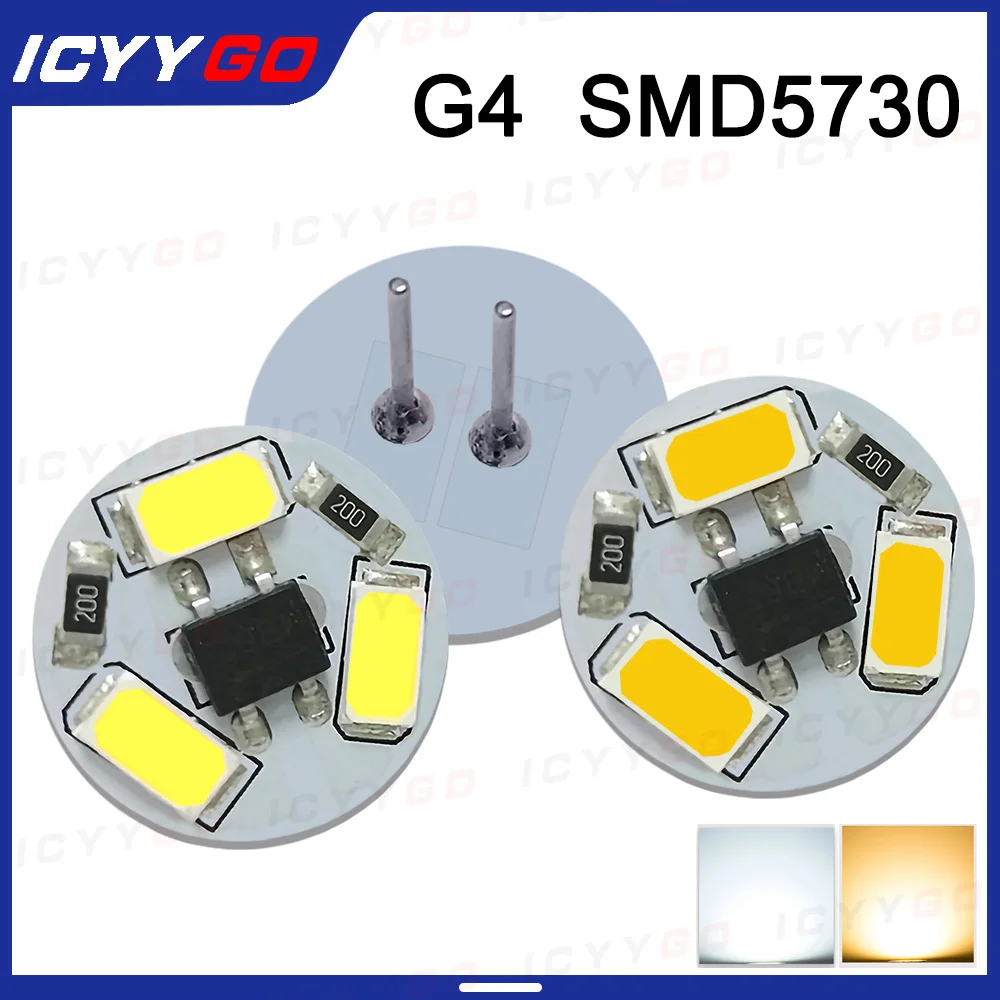 G4 LED Highlight DC12V Round Panel Light Warm White Light 0.6W SMD5730 With Pin Marine Bulb Bulb Replacement Halogen Spotlight