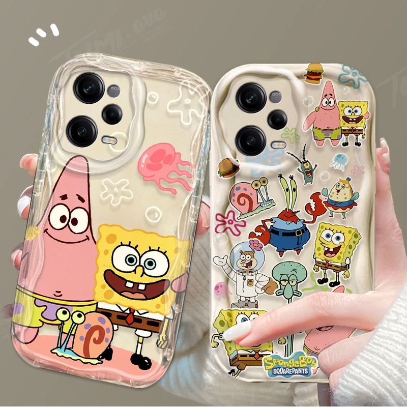 Lovely SpongeBobs Wave Phone Case For Xiaomi Redmi Note 13 12 11 Pro Plus 4G 5G 12S 11S 10 10S 9 9S 8 13C 12C 10C Turbo 3 Cover