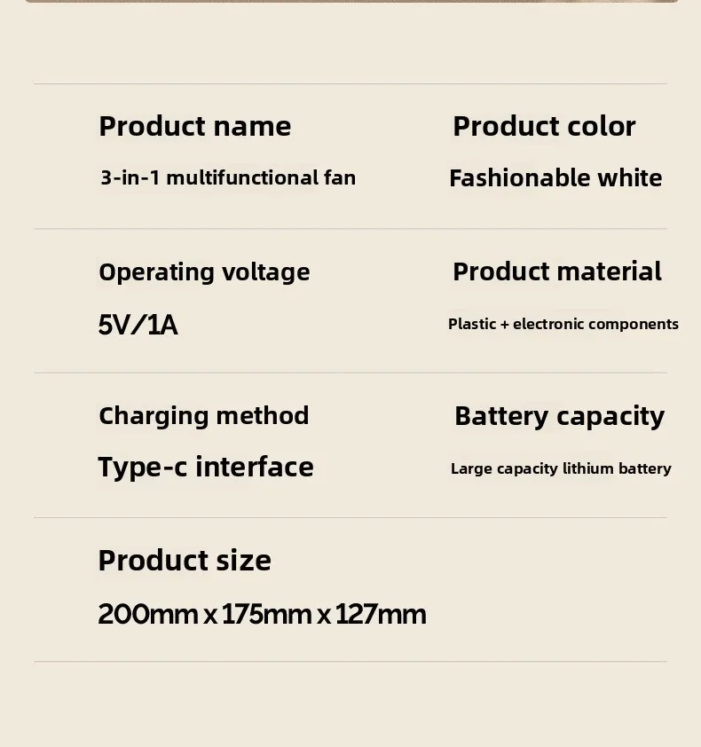 Fan portable mini desktop/clip on/hanging, TYPE-C charging 800mAh battery life fan, 5-speed wind/2-level LED light adjustment image 6