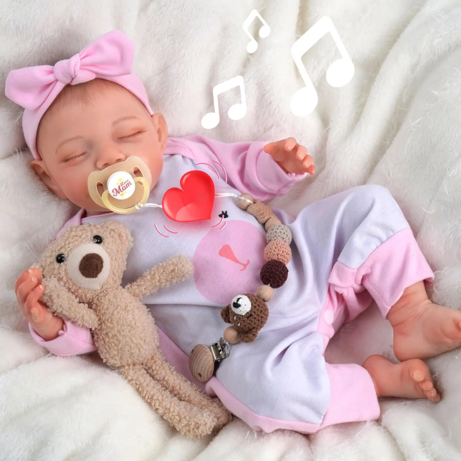 BABESIDE Lifelike Reborn Baby Dolls - 20-Inch Sweet Smile Real Life Realistic-Newborn Cloth Body Sleeping Baby Girl with Heartbe