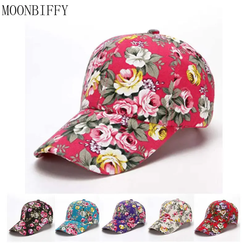 Floral Fashion Sun Hats Flower Baseball Caps Women Elegant Visors Cap Garden Party Leisure Casquette Hip Hop Snapback Hat Trendy