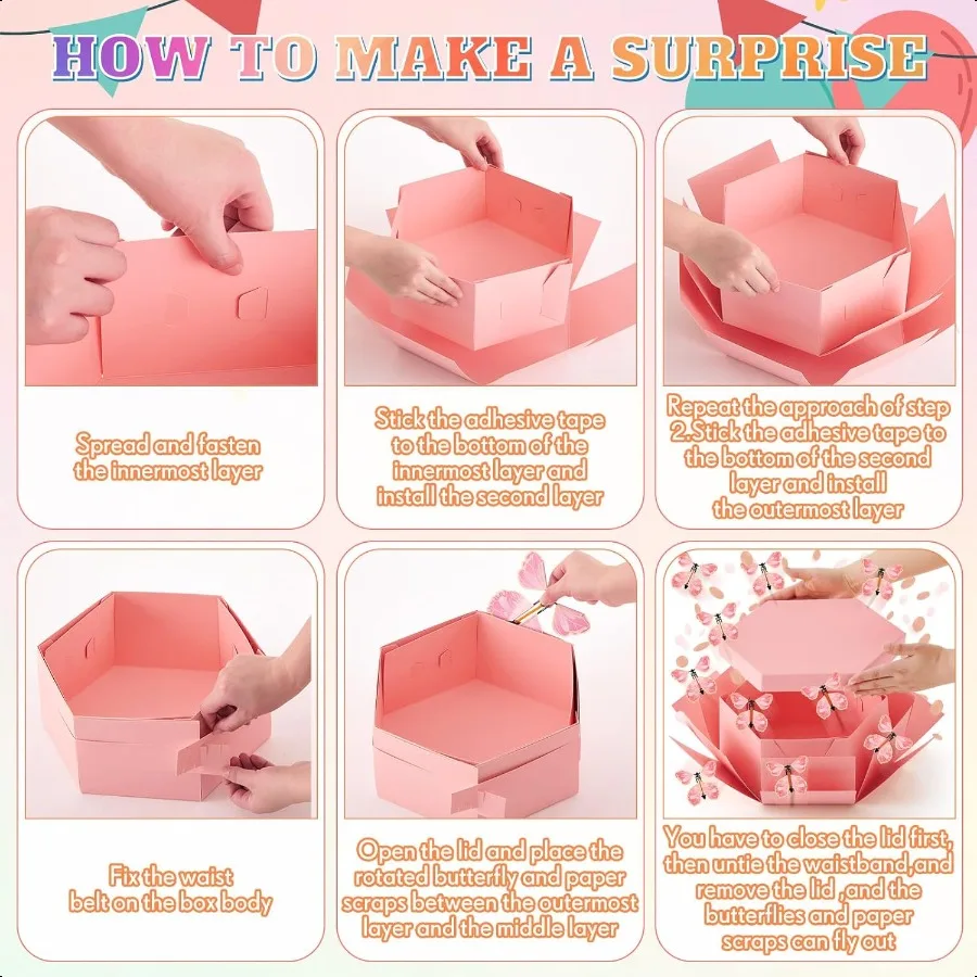 Caja de regalo sorpresa Flying Butterfly grande 12 piezas