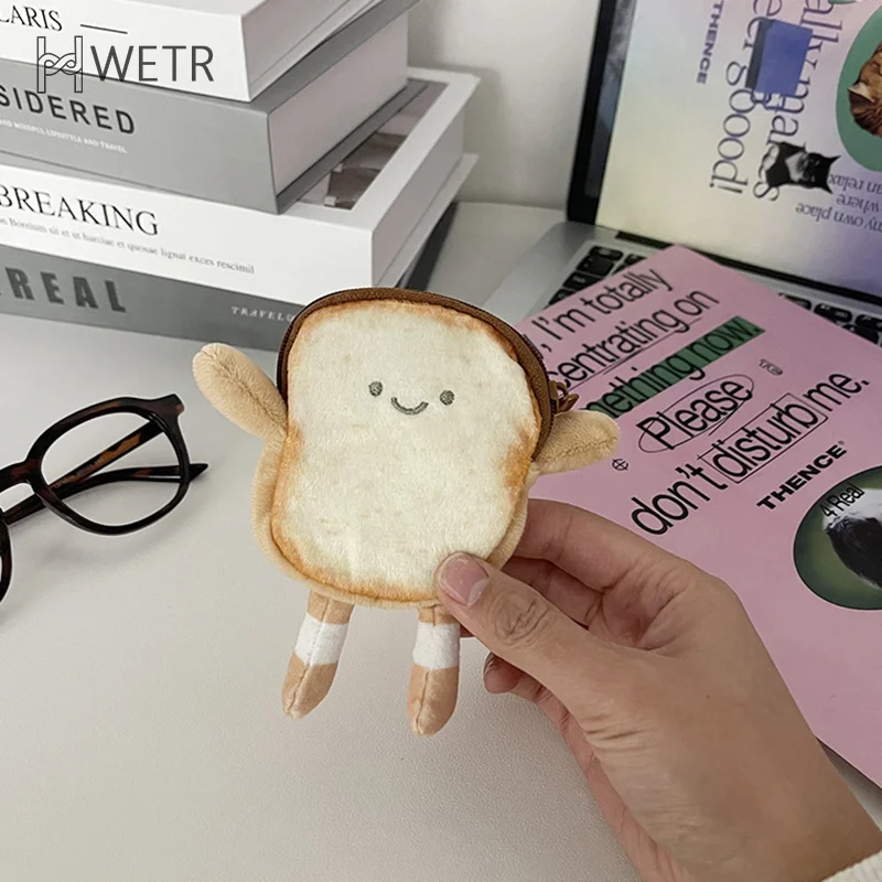 

Kawaii Toast Plush Coin Purse Creative Cute Bread Coin Pouch Mini Wallet Card Holder Keyring Earphone Bags Pendant New