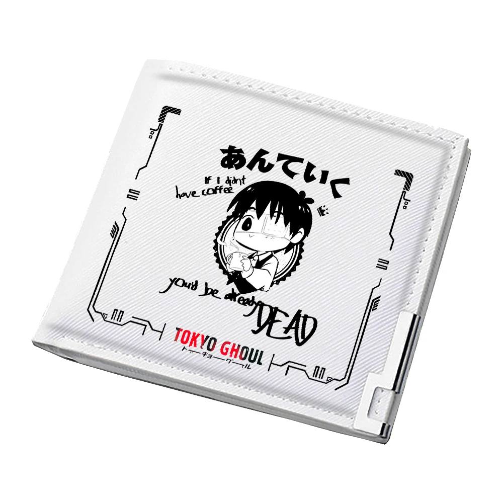 도쿄 구울 카와이 짧은 지갑 카네키 켄 만화 ID 카드 홀더, Pu 가죽 슬림 지갑, 귀여운 돈 가방, 미니 클러치 백