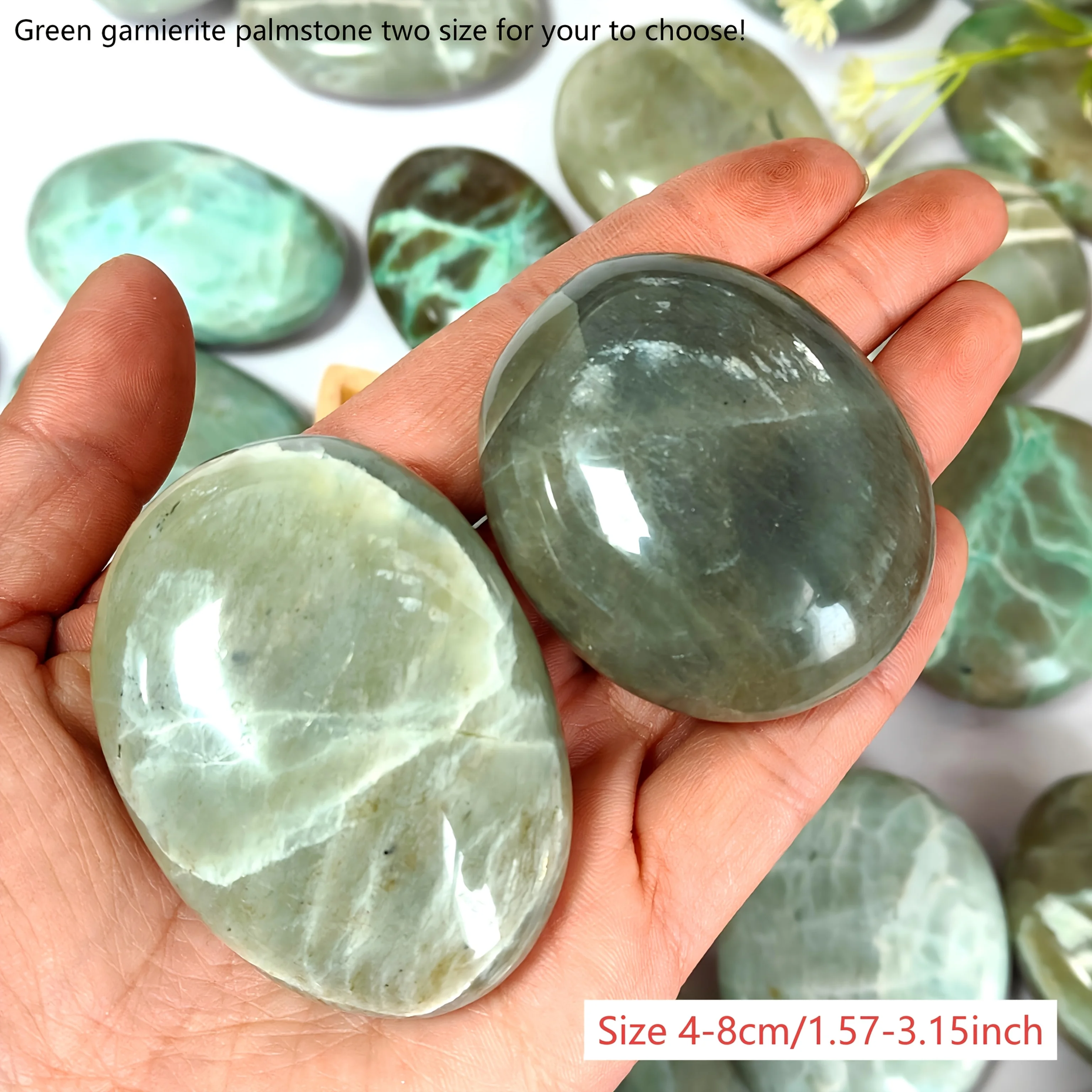 

1pc Green Moonstone Palm Stone, Crystal Pocket Worry Stone, As a Crystal for Home Decor, a Great Gift for Mother's Day, Holidays