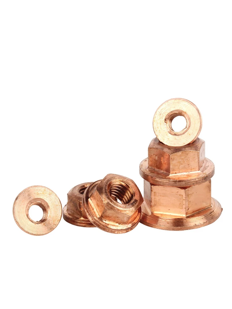 Écrous hexagonaux à bride en cuivre pur M6 M8 M10 M12 M14 M16, cuivre rouge, cuivre violet, écrou autobloquant, écrou anti-desserrage
