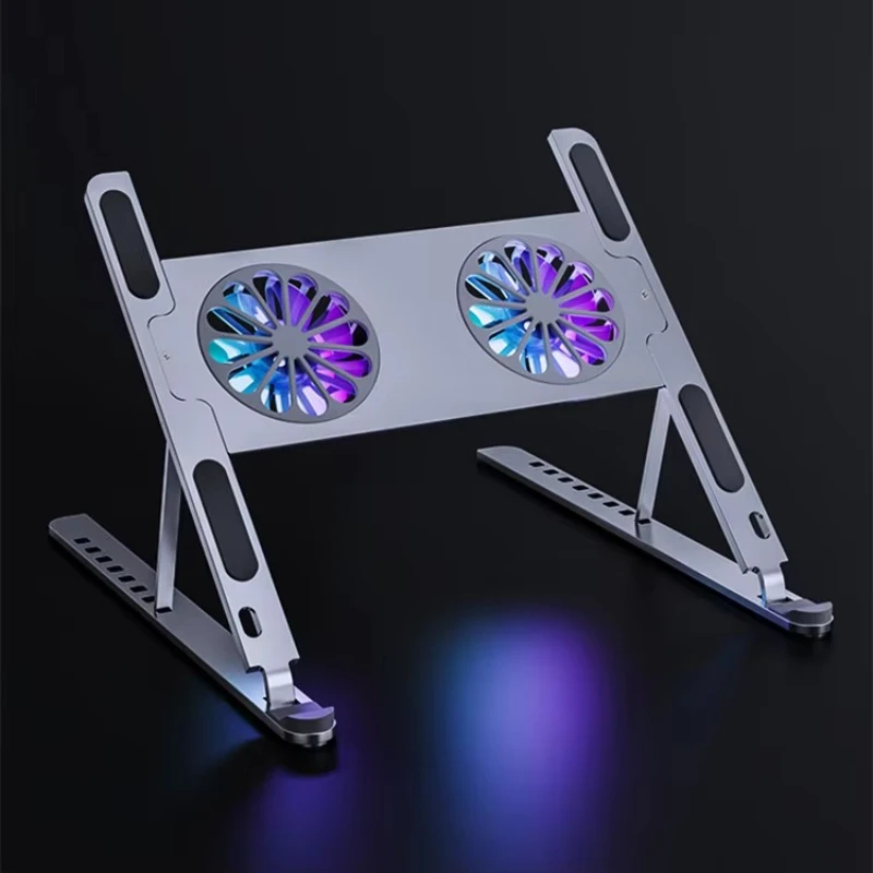 

Portable Aluminum Cooling Pad Laptop Stand Wholesale Adjustable Foldable Tablet with Dual USB Fans