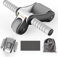 Portable Ab Roller Wheel with Knee Pad & Storage Bag, Foldable Design Quiet Wheels with Smooth Bearings, At Home Gym Travel for