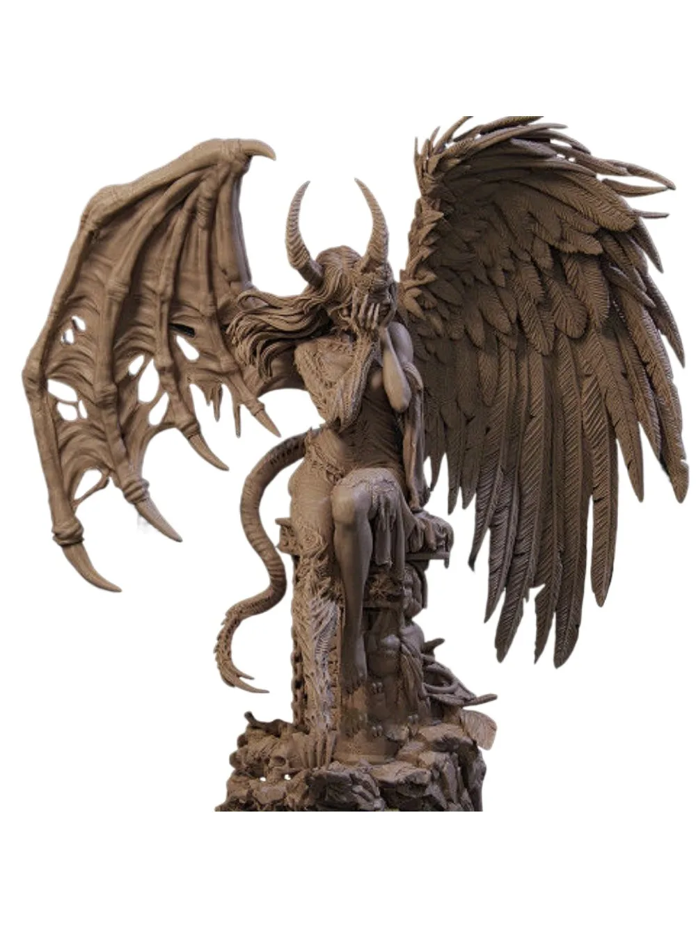 14 cm/17 cm/20 cm/23 cm sorcière ange maléfique sans coloration modèle blanc 3D imprimé auto-assemblage bricolage coloriage Figurines Miniatures