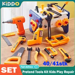 Kit de herramientas de simulación para niños, juego de herramientas de reparación, juguetes de construcción de plástico con Destornilladores, 40/41stk