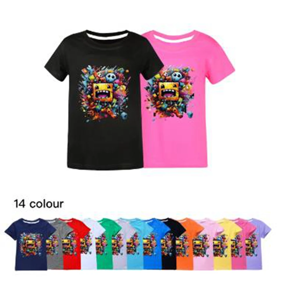 

Geometry Dash 3D Print T-shirt Kids Cartoon Harajuku Tops Tees Summer Boys Girls O-neck Short Sleeve T Shirt Children Clothing