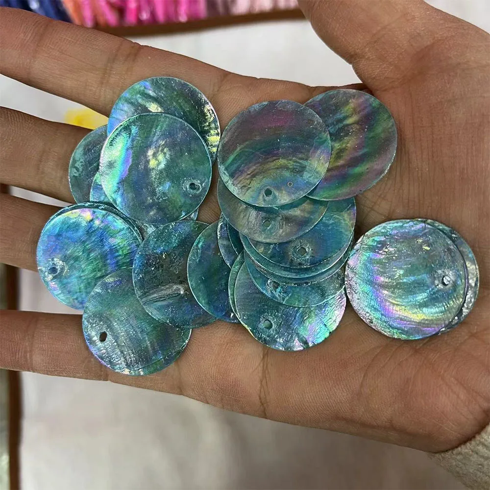10 قطعة ملونة مستديرة البحر قذيفة القرص مرآة يدويا DIY بها بنفسك المنزل شلال الستار في الهواء الطلق Windchime فناء حديقة الديكور