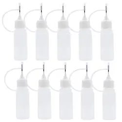 10pcs 5ml-120ml Plastic Precision Tip Applicator Bottles, Needle Tip Squeeze Bottles for Craft Glue Alcohol Ink, Mini Funnels