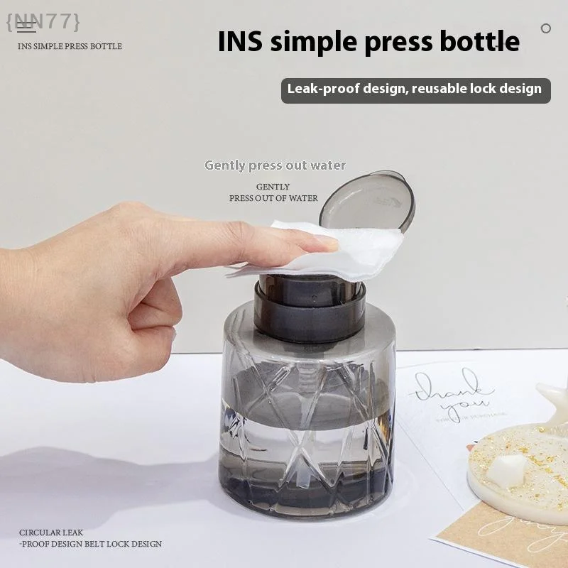 1 Pcs Refillable Lockable Empty Pump Dispenser Nail Manicure Cleaner Makeup Remover Container Press Bottle For Personal Use